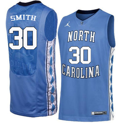 Men #30 K.J. Smith North Carolina Tar Heels College Basketball Jerseys Sale-Blue